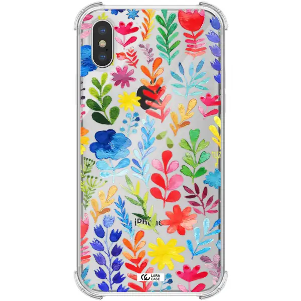 Colorful Watercolor Flowers Apple iPhone XS max Clear PC Case