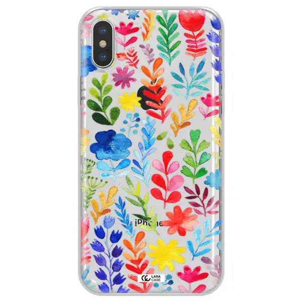 Colorful Watercolor Flowers Apple iPhone XS max Clear TPU Case