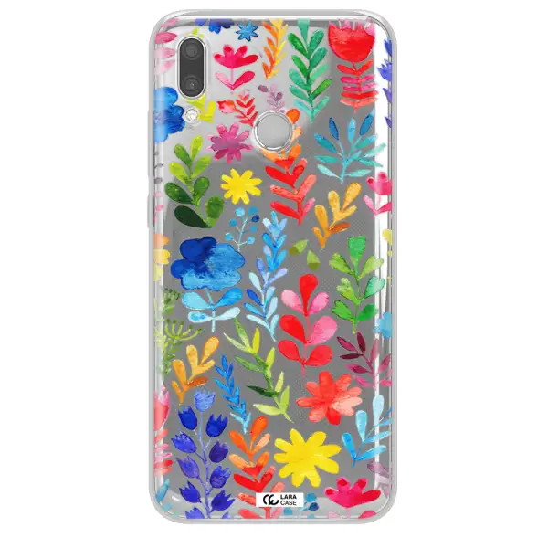 Colorful Watercolor Flowers Huawei P Smart 2019 Clear TPU Case