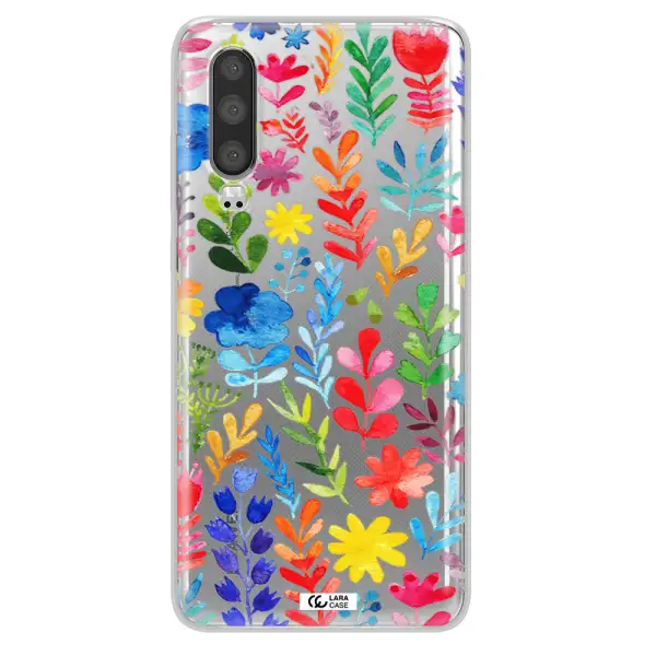 Colorful Watercolor Flowers Huawei P30 Clear TPU Case