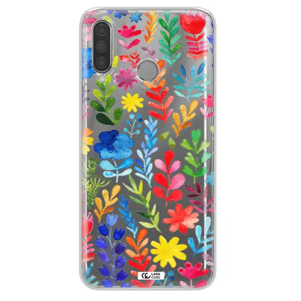 Colorful Watercolor Flowers Huawei P30 Lite Clear TPU Case