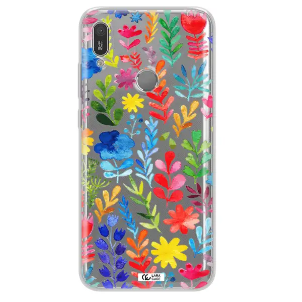Colorful Watercolor Flowers Huawei Y6 2019 Clear TPU Case