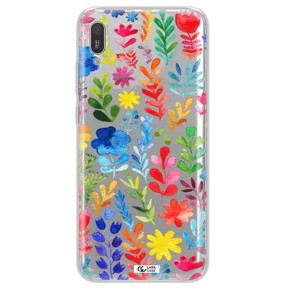 Colorful Watercolor Flowers Huawei Y6 Pro 2019 Clear TPU Case