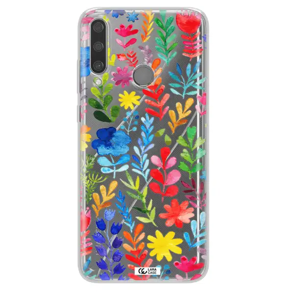 Colorful Watercolor Flowers Huawei Y6P Clear TPU Case