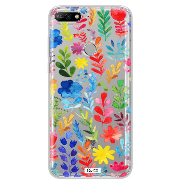Colorful Watercolor Flowers Huawei Y7 2018 Clear TPU Case