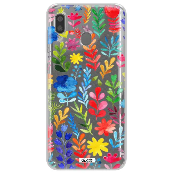Colorful Watercolor Flowers Samsung A20 Clear TPU Case