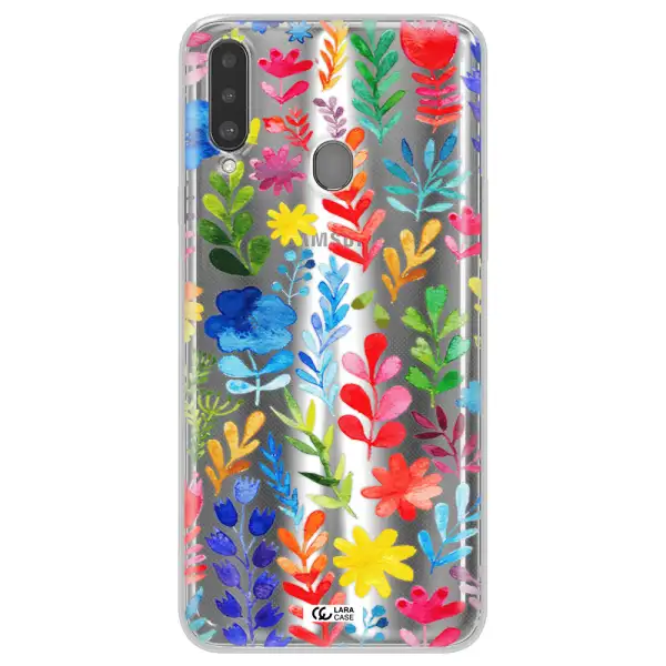 Colorful Watercolor Flowers Samsung A20S Clear TPU Case