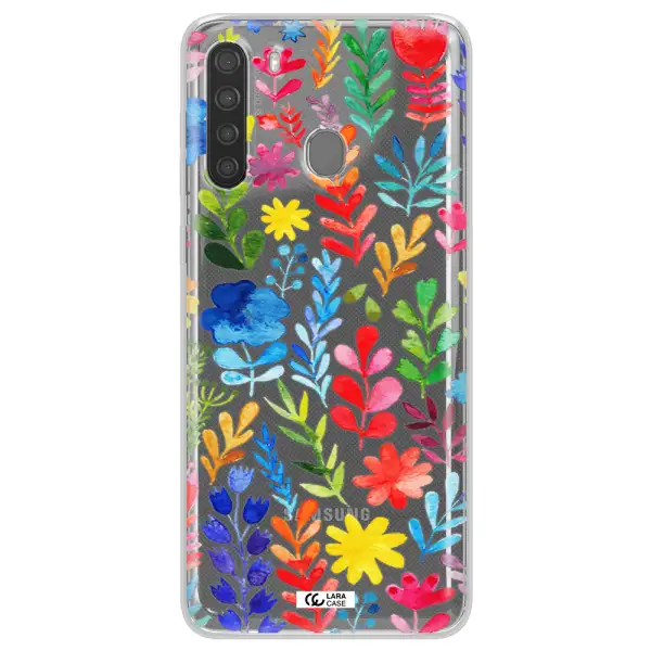 Colorful Watercolor Flowers Samsung A21 Clear TPU Case