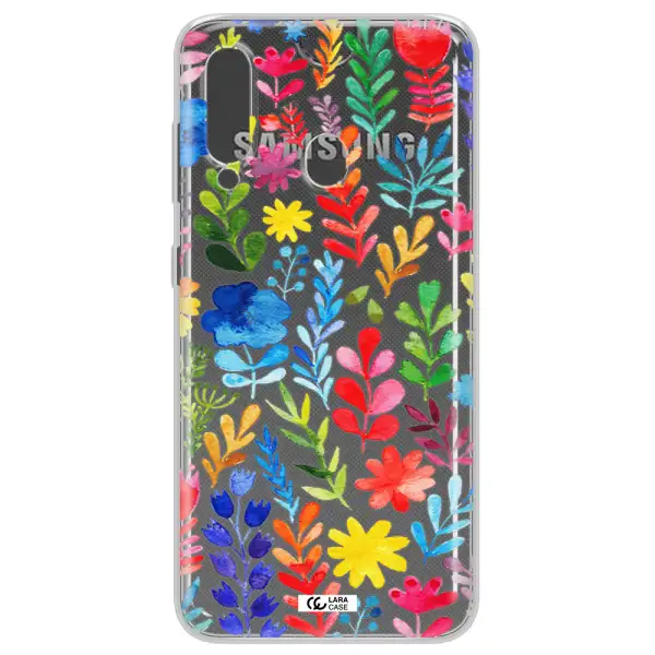 Colorful Watercolor Flowers Samsung A60 Clear TPU Case