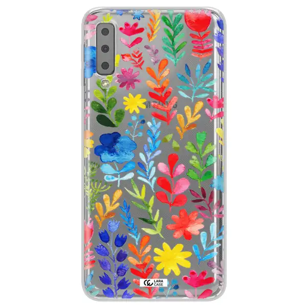 Colorful Watercolor Flowers Samsung A7 2018 Clear TPU Case