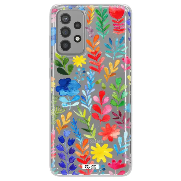Colorful Watercolor Flowers Samsung A72 Clear TPU Case