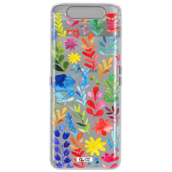 Colorful Watercolor Flowers Samsung A80 Clear TPU Case