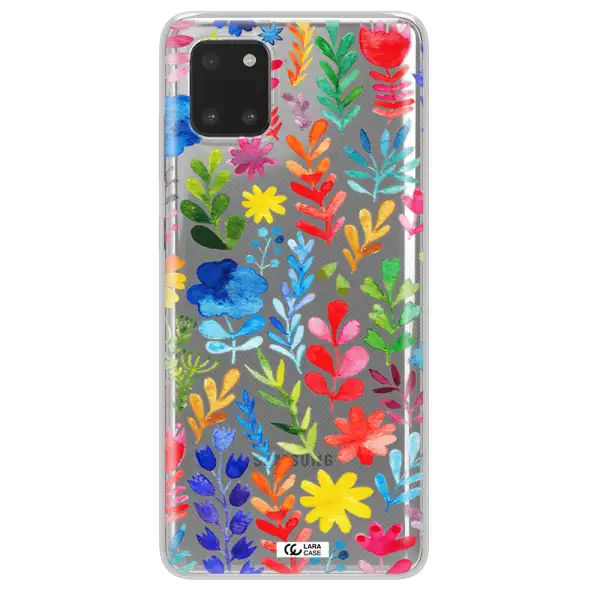Colorful Watercolor Flowers Samsung A81 Clear TPU Case