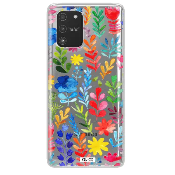 Colorful Watercolor Flowers Samsung A91 Clear TPU Case