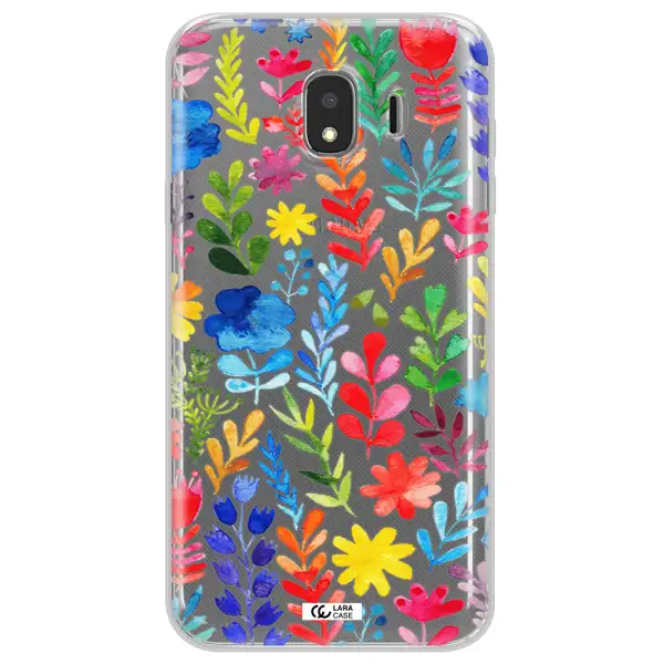 Colorful Watercolor Flowers Samsung J4 Clear TPU Case