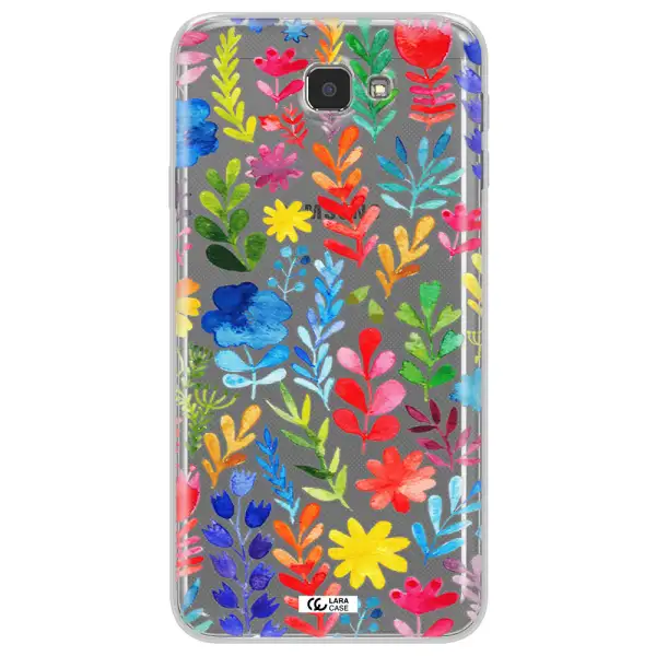Colorful Watercolor Flowers Samsung J7 Prim Clear TPU Case