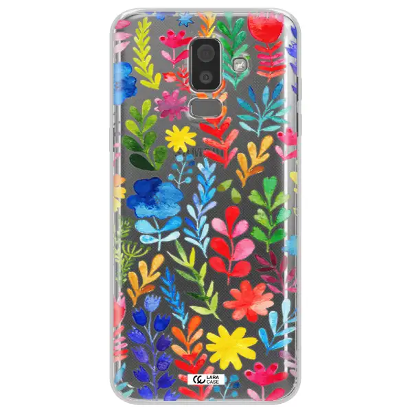 Colorful Watercolor Flowers Samsung J8 Clear TPU Case