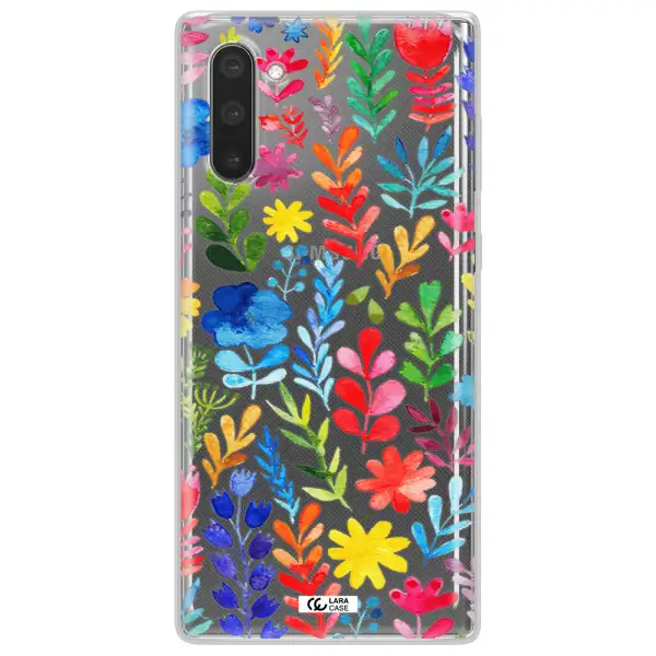 Colorful Watercolor Flowers Samsung Note 10 Clear TPU Case