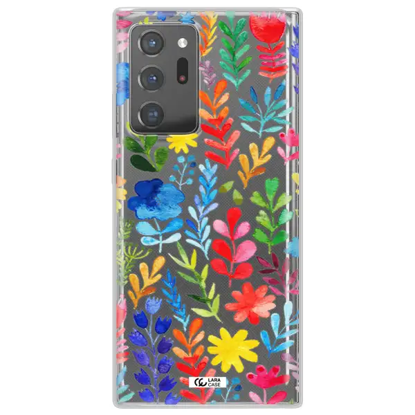 Colorful Watercolor Flowers Samsung Note 20 Ultra Clear TPU Case