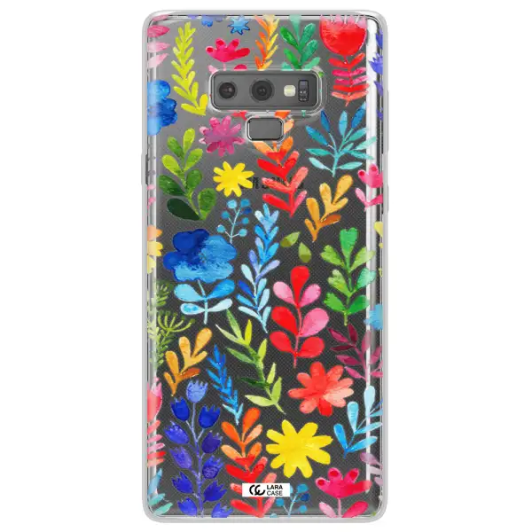 Colorful Watercolor Flowers Samsung Note 9 Clear TPU Case