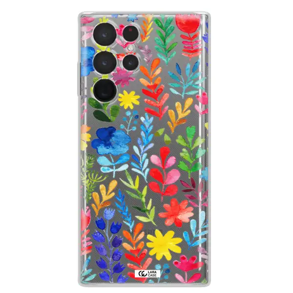 Colorful Watercolor Flowers Samsung S 22 Ultra Clear TPU Case