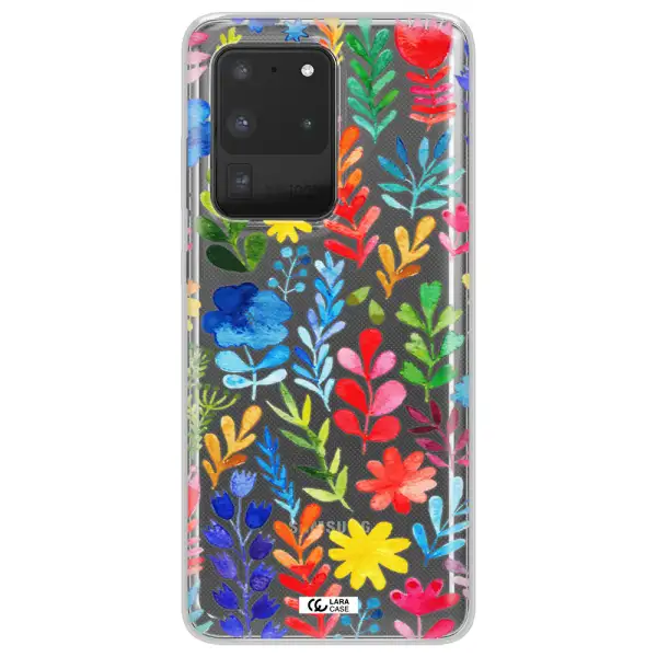 Colorful Watercolor Flowers Samsung S20 Ultra Clear TPU Case