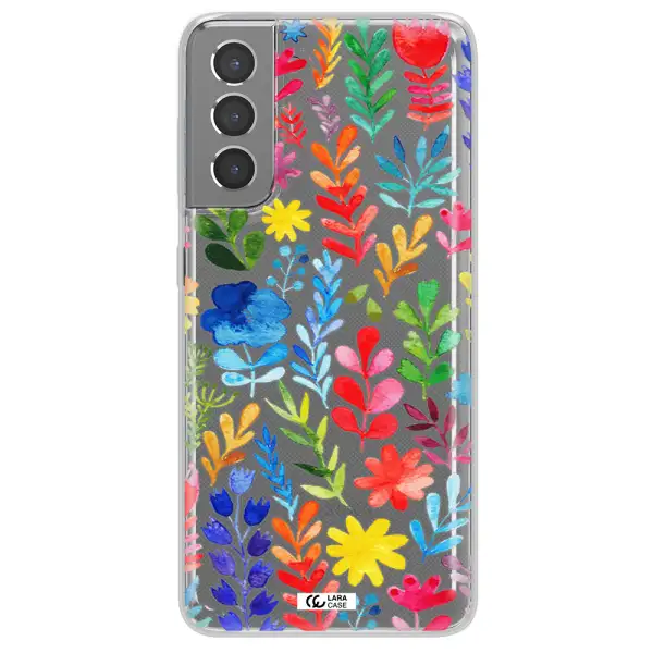Colorful Watercolor Flowers Samsung S21 Plus Clear TPU Case