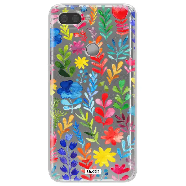 Colorful Watercolor Flowers Xiaomi Mi 8 Lite Clear TPU Case