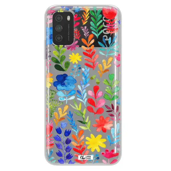 Colorful Watercolor Flowers Xiaomi Poco M3 Clear TPU Case