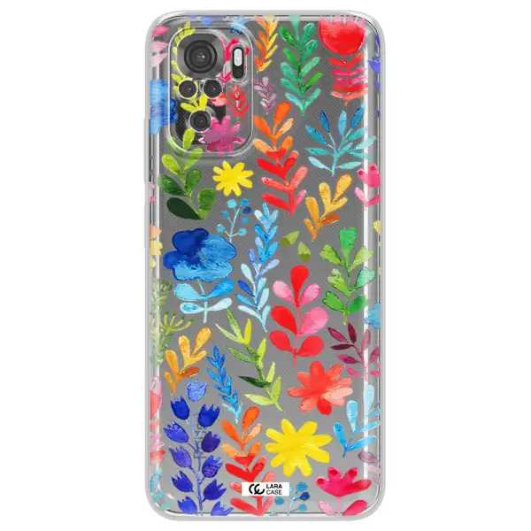 Colorful Watercolor Flowers Xiaomi Redmi Note 10S Clear Tpu Case