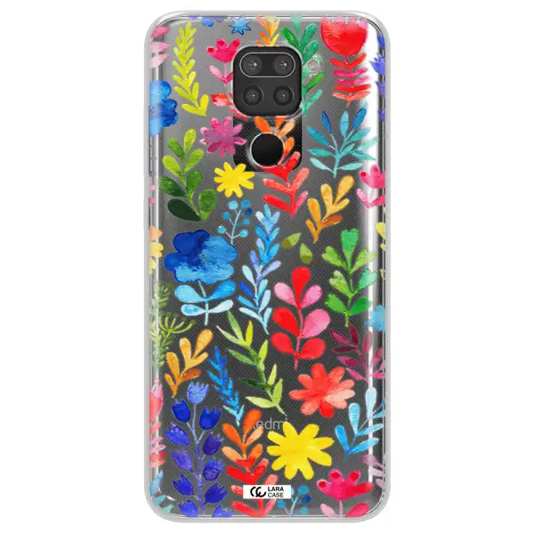 Colorful Watercolor Flowers Xiaomi Redmi Note 9 Clear TPU Case