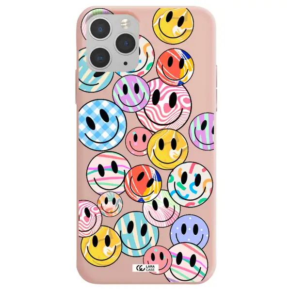 Colorful Smile Apple iPhone 11 pro max Silicone pastel pink Case