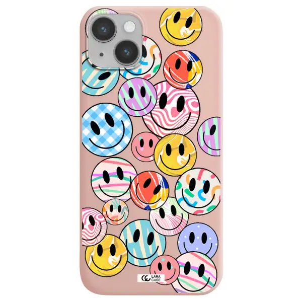 Colorful Smile Apple iPhone 14 plus Silicone pastel pink Case