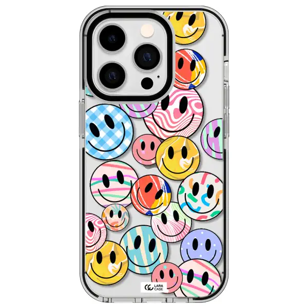 Colorful Smile Apple iPhone 14 pro impact black border Case