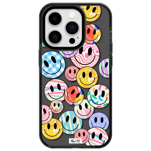 Colorful Smile Apple iPhone 14 pro impact Smoke Black Case