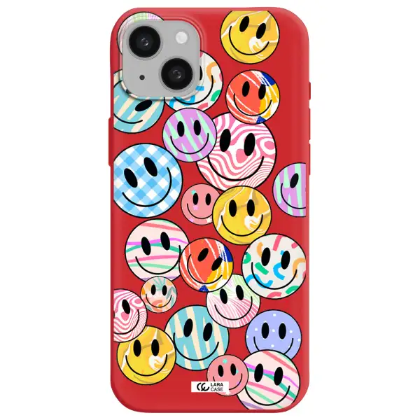 Colorful Smile Apple iphone 15 plus Silicone Imperial Red Case