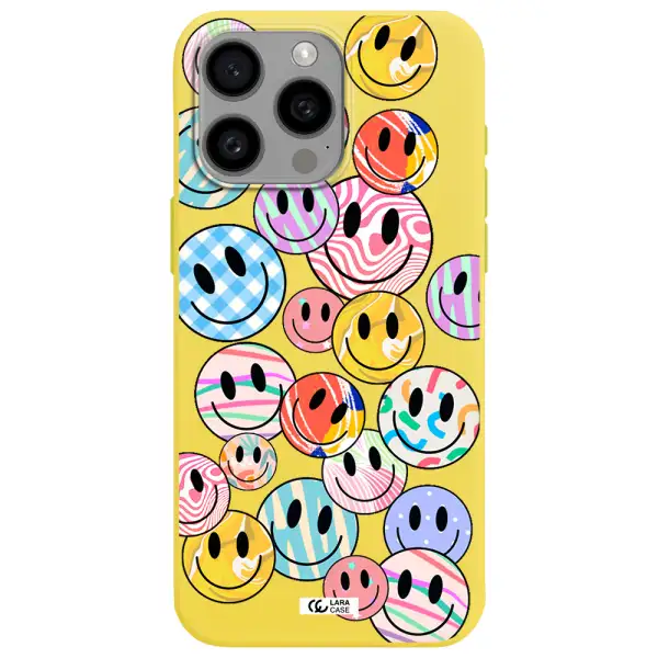 Colorful Smile Apple Iphone 15 Pro max Silicone canary yellow Case
