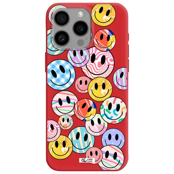 Colorful Smile Apple Iphone 15 Pro Max Silicone Imperial Red Case