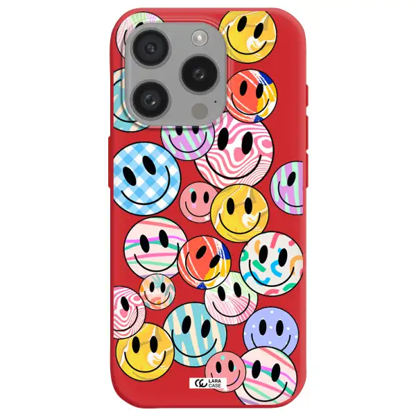 Colorful Smile Apple Iphone 15 Pro Silicone Imperial Red Case