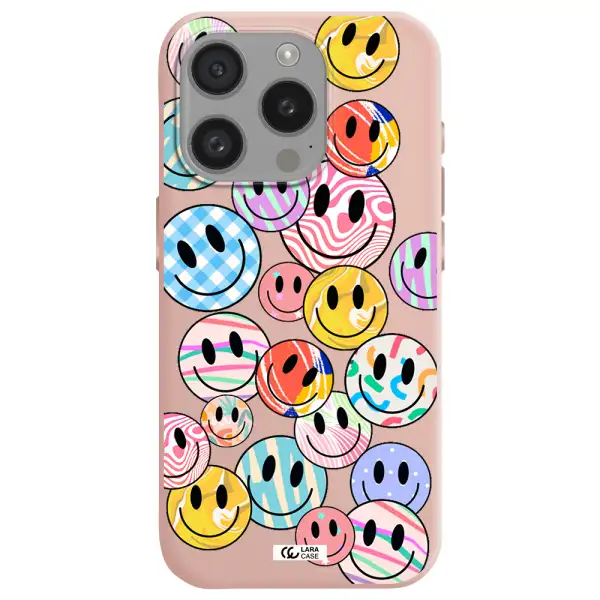 Colorful Smile Apple Iphone 15 Pro Silicone Pastel Pink Case