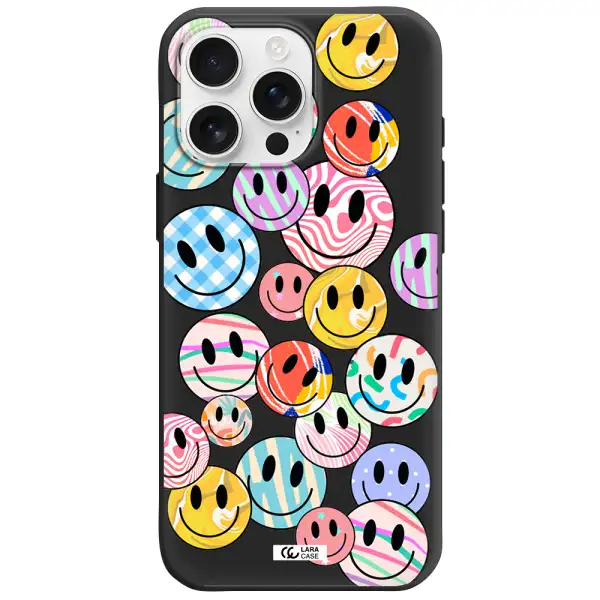 Colorful Smile Apple Iphone 16 Pro Max Silicone Black Case