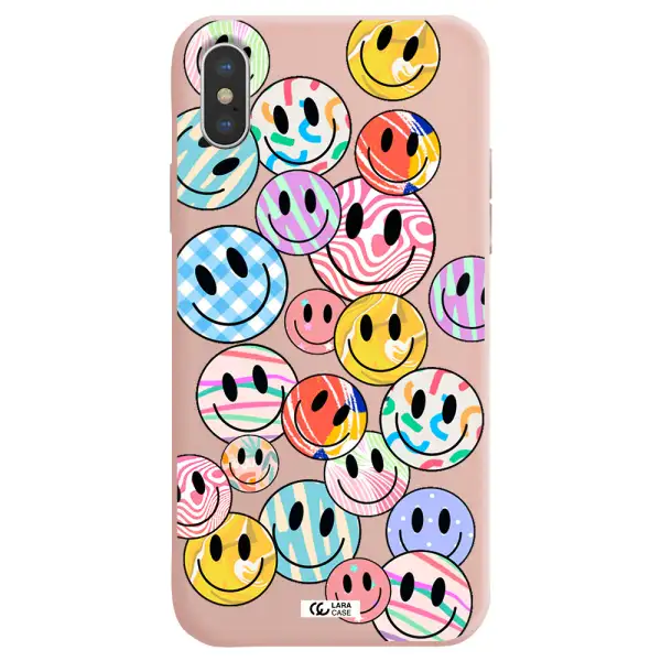 Colorful Smile Apple iPhone X Silicone pastel pink Case