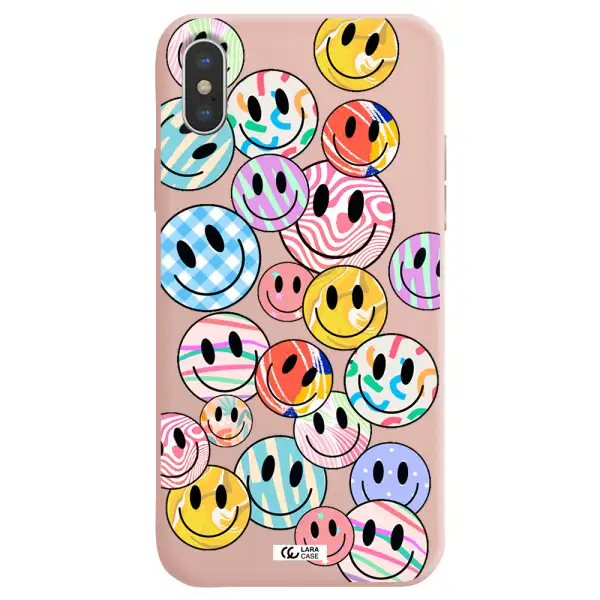 Colorful Smile Apple iPhone XS Silicone pastel pink Case