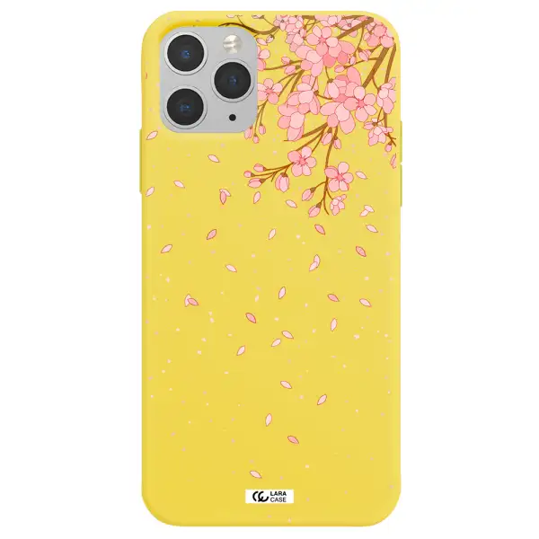 Sakura Fall Apple iPhone 11 pro Silicone canary yellow Case