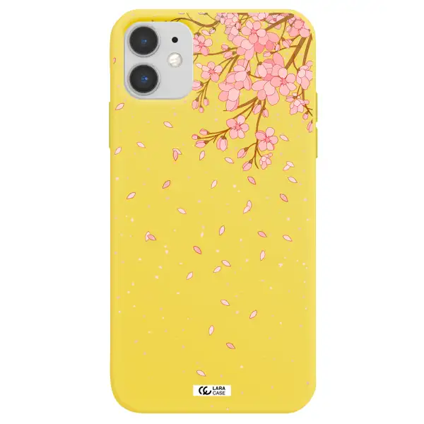 Sakura Fall Apple iPhone 11 Silicone canary yellow Case