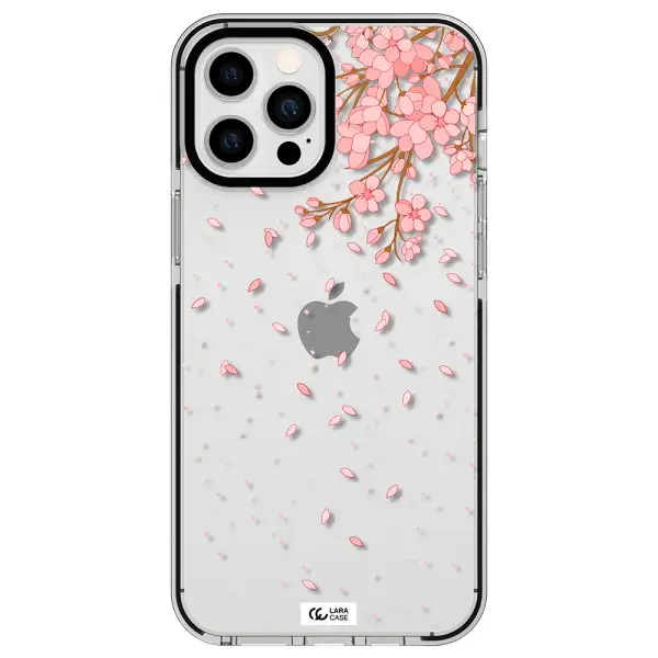 Sakura Fall Apple iPhone 12 pro max impact black border Case