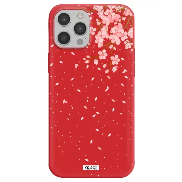 Sakura Fall Apple iPhone 12 pro max Silicone Imperial Red Case