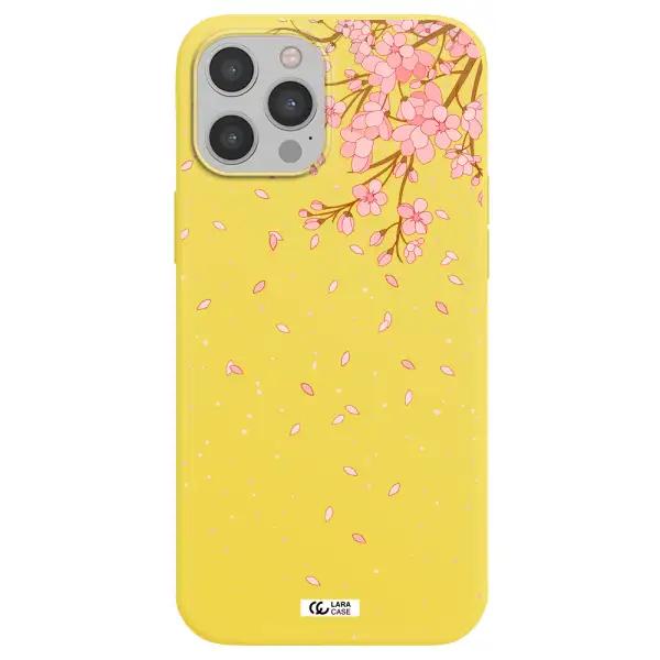 Sakura Fall Apple iPhone 12 pro Silicone canary yellow Case