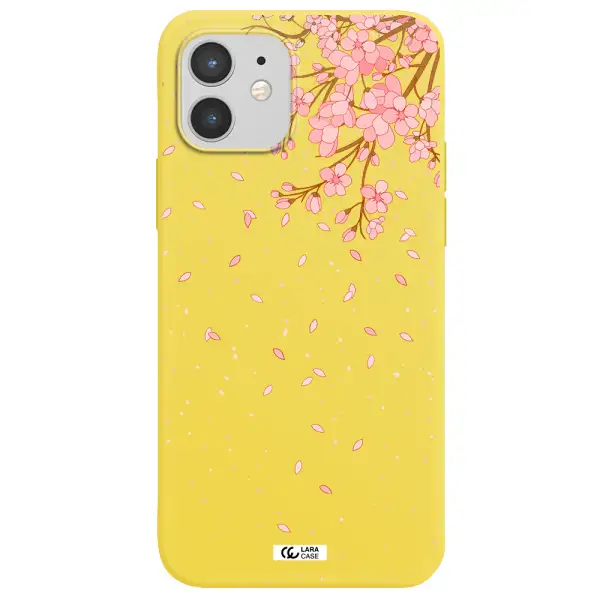 Sakura Fall Apple iPhone 12 Silicone canary yellow Case