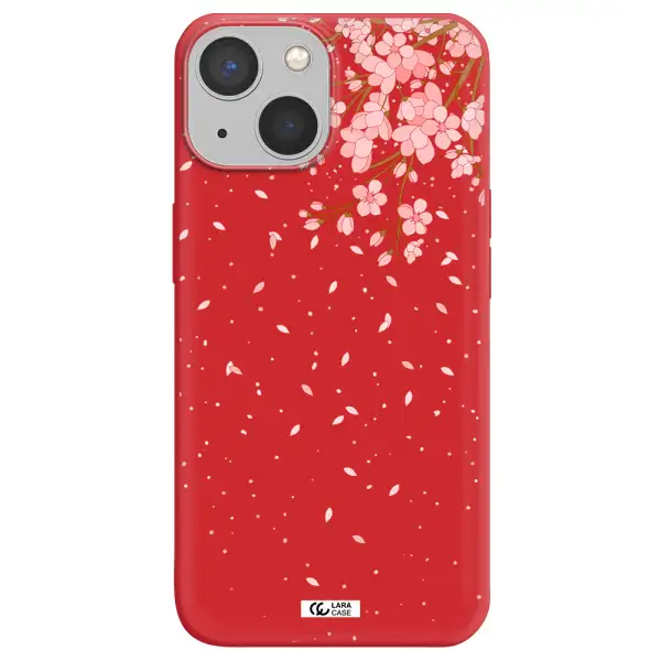 Sakura Fall Apple iPhone 13 mini Silicone Imperial Red Case
